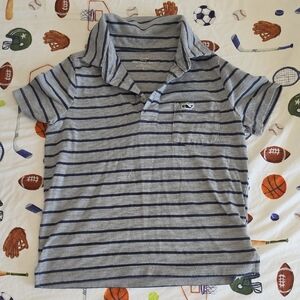 Vineyard Vines Gray Polo with Navy Stripes